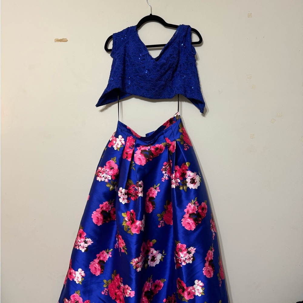 Blue Floral Two-Piece Dress